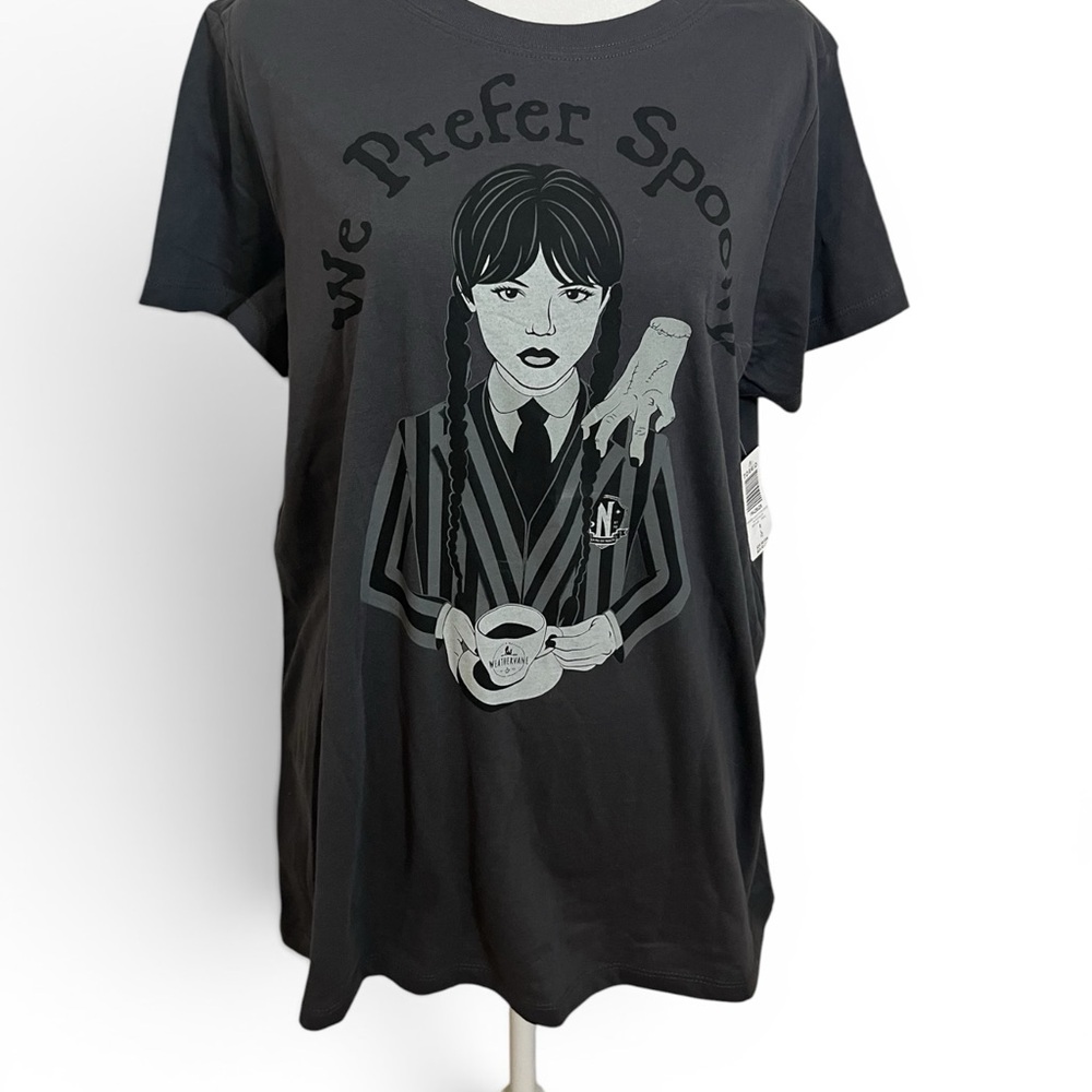 torrid Black Graphic 'We Prefer' Short Sleeve Tee with Gray Illustration